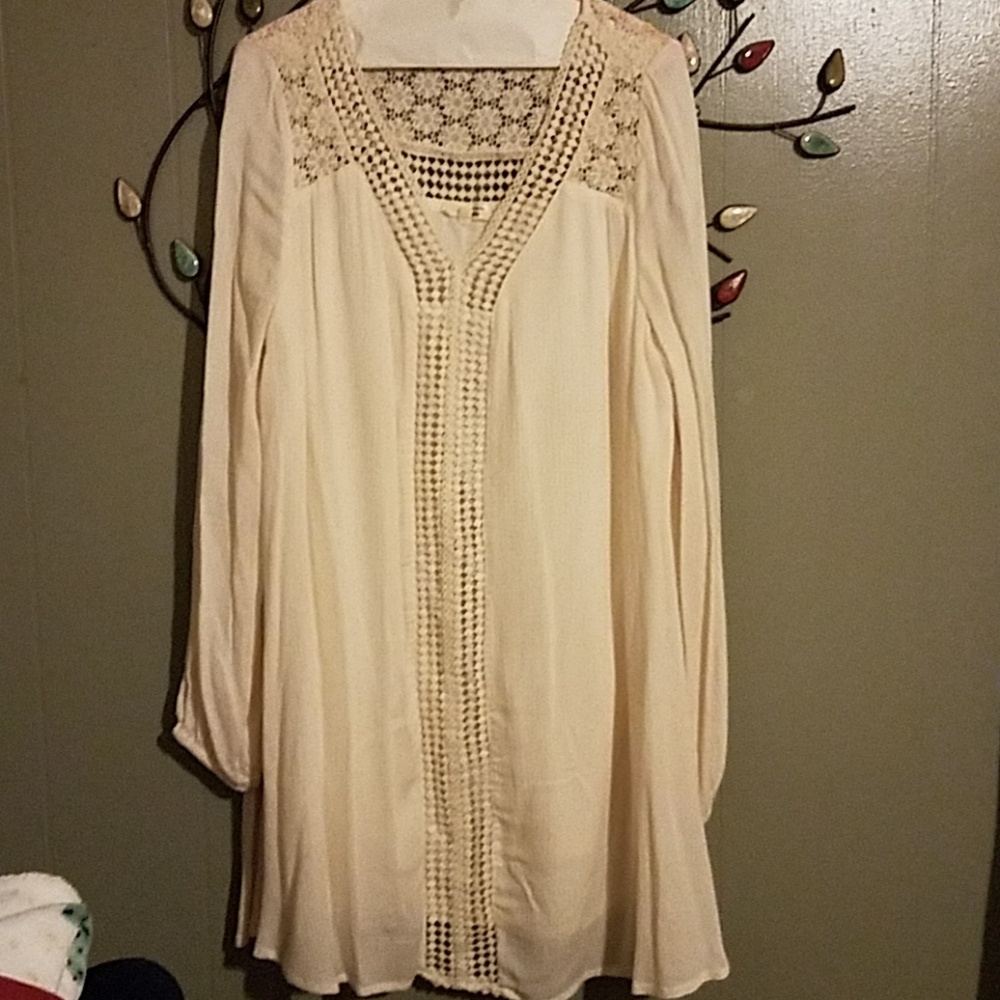 Boho style long sleeve mini dress